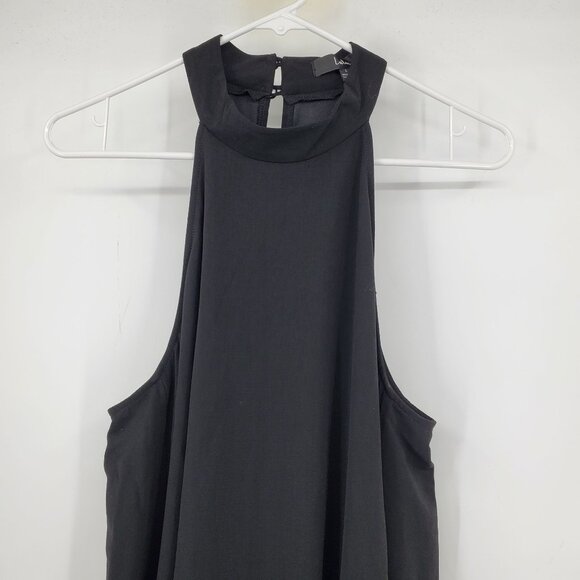NWT Lulus Black Halter Neck Keyhole Cutout Back Swing Basic Dress Large - Picture 6 of 10
